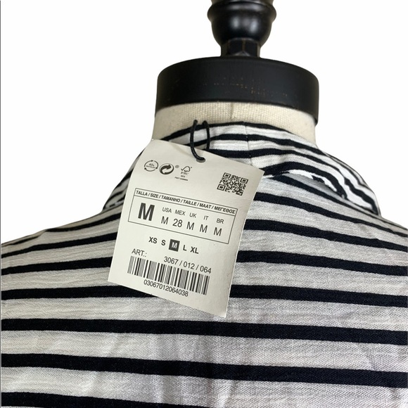 Zara trf collection black and white striped blouse Size m new with tags - Picture 7 of 9